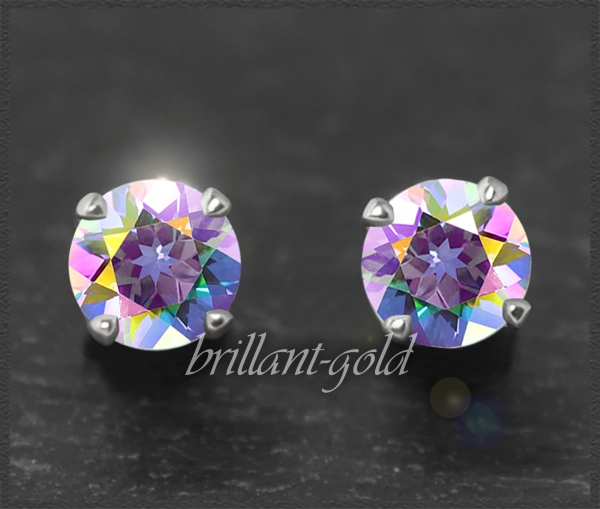 Ohrstecker 585 Gold weiß Mystic Topas 4,5,6,7mm